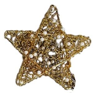 5 Point Star glass beads & gold wire Holiday Star Ornament